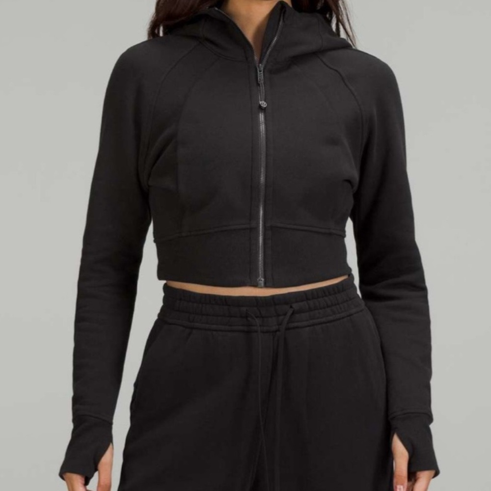 NWT Lululemon Black Scuba Full-Zip Cropped Hoodie Size 6. NWT